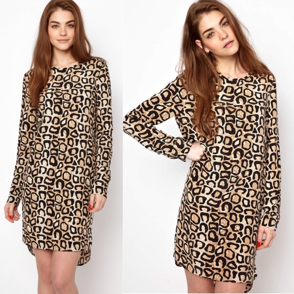 Equipment Owen Leopard Snake Print Silk Mini Dress Sz. Medium